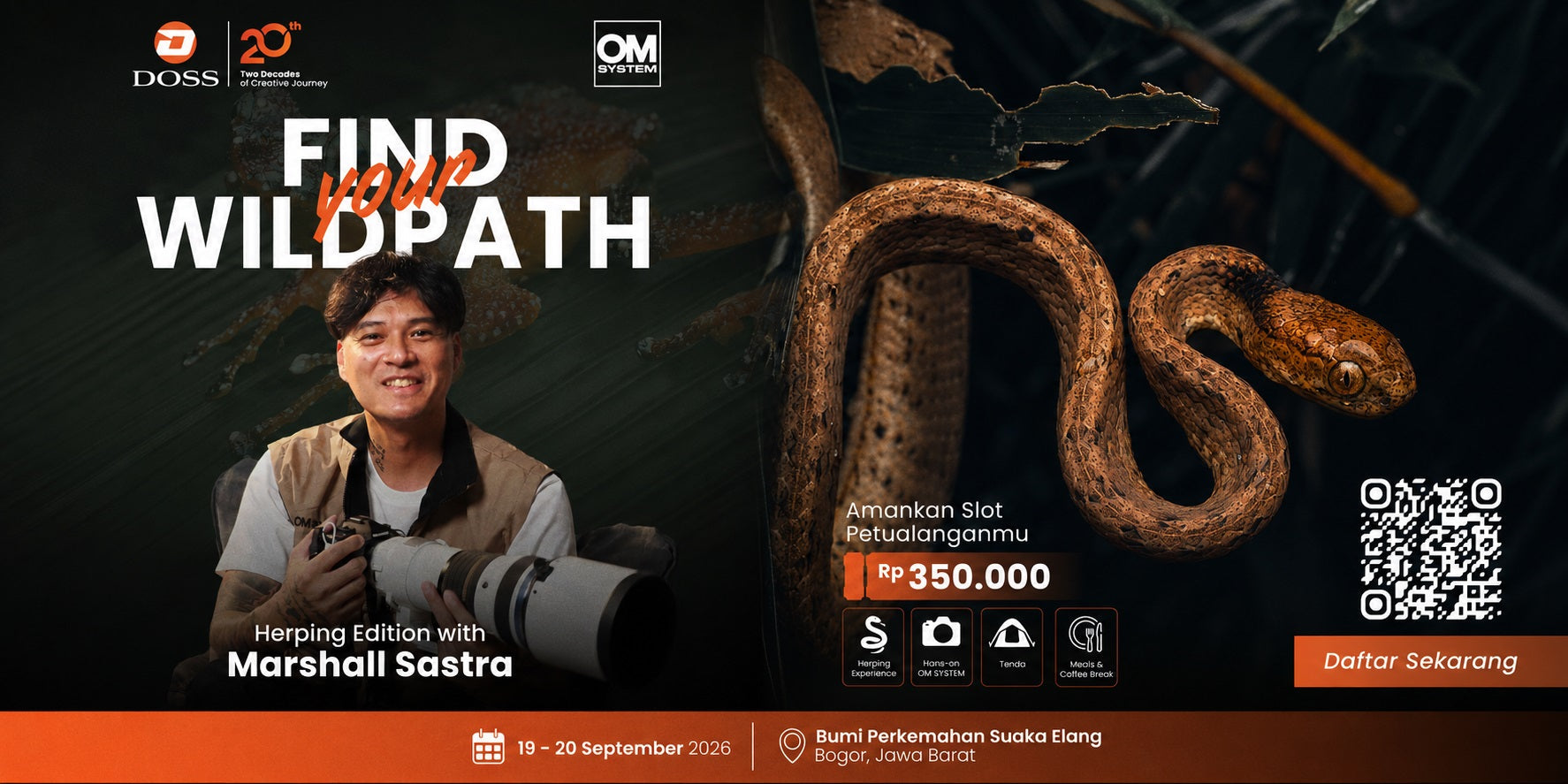 Yuk Join Find Your Wildpath Herping Edition, Rasain Sensasi Motret Satwa Malam Hari bareng Marshall Sastra