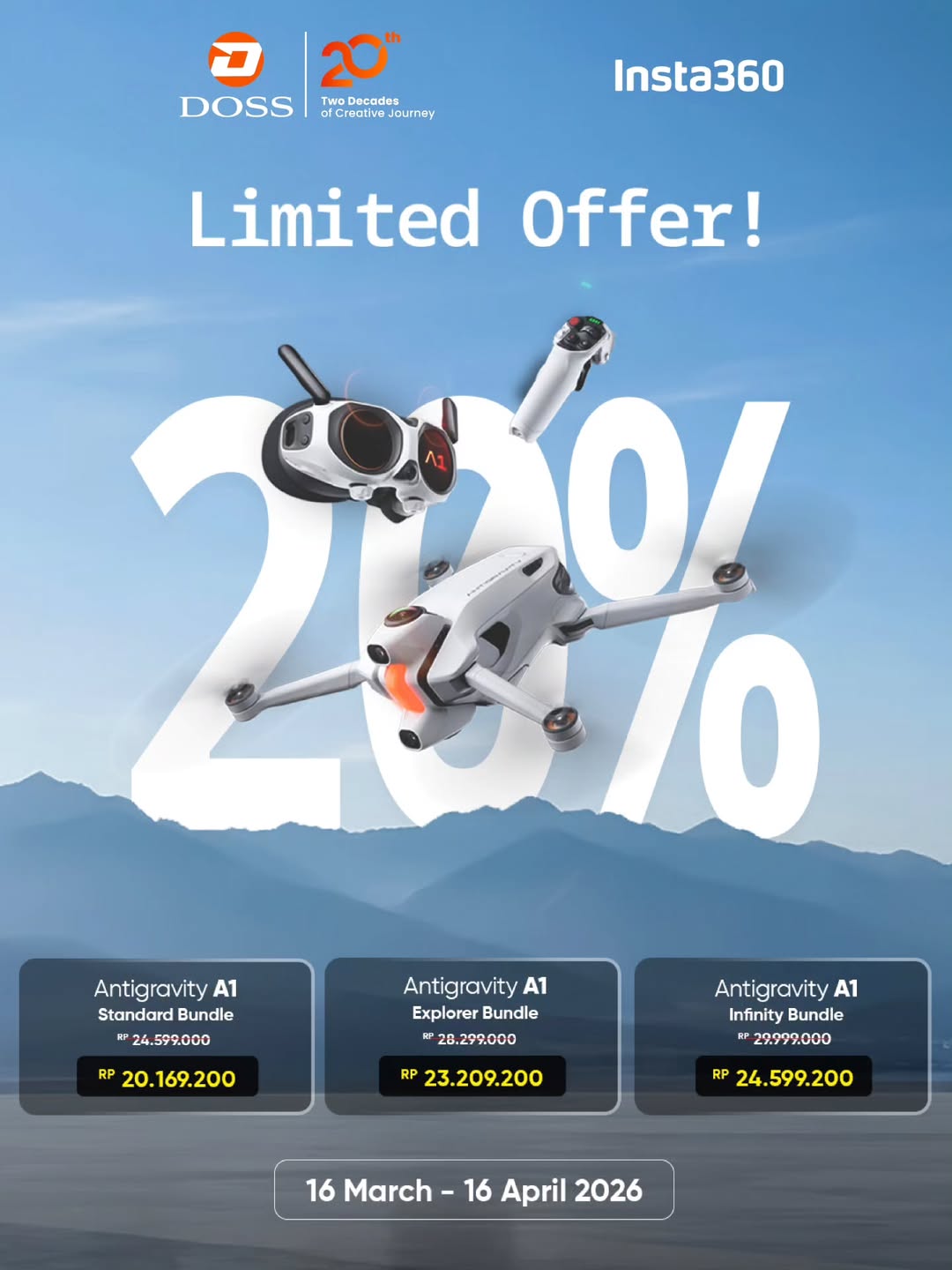 Promo Drone 360° 8K: Saatnya Upgrade ke Insta360 Antigravity A1 di DOSS