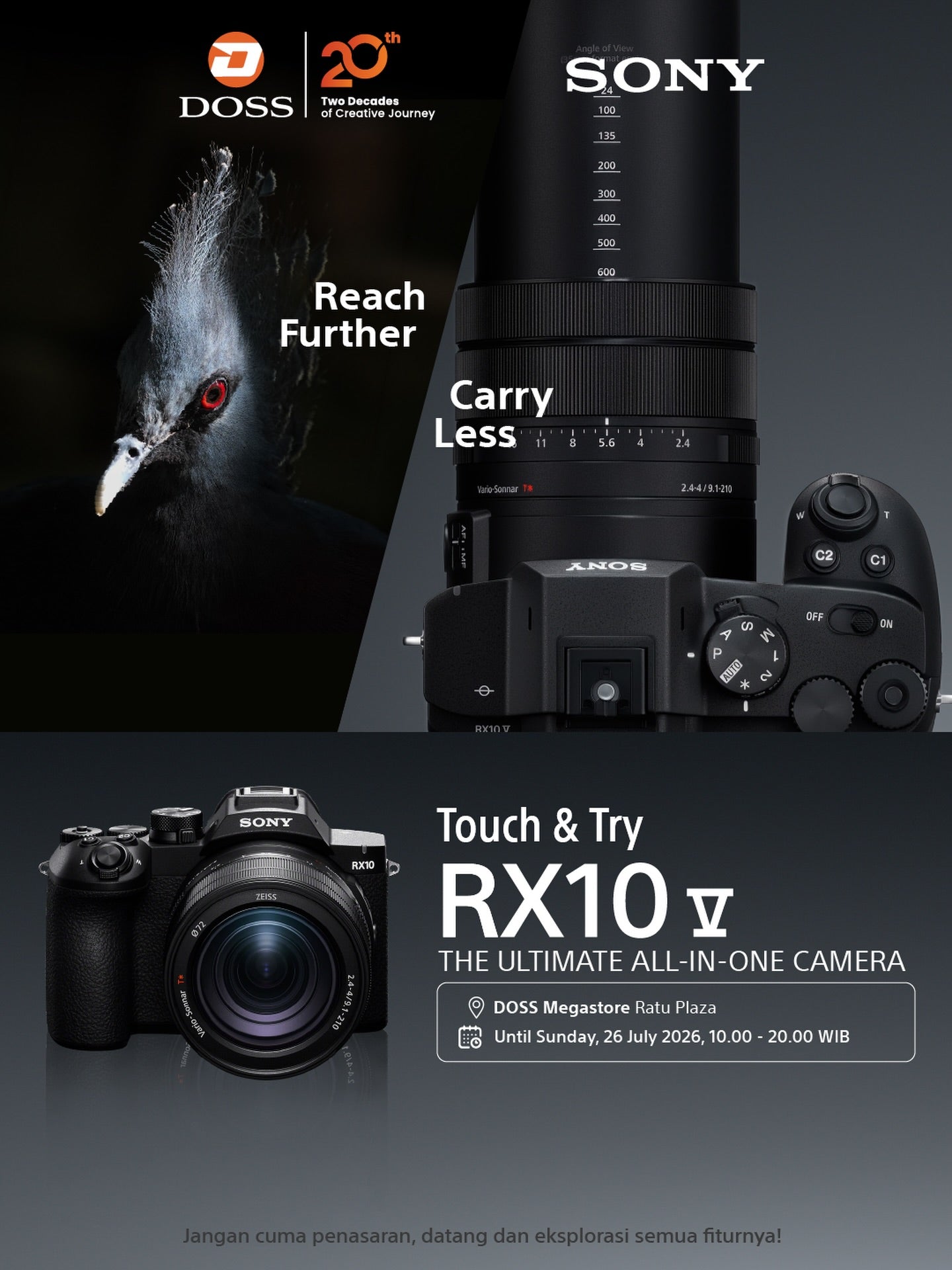 Jajal Langsung "The Ultimate All-In-One Camera", Sony RX10 V Hadir di DOSS Ratu Plaza