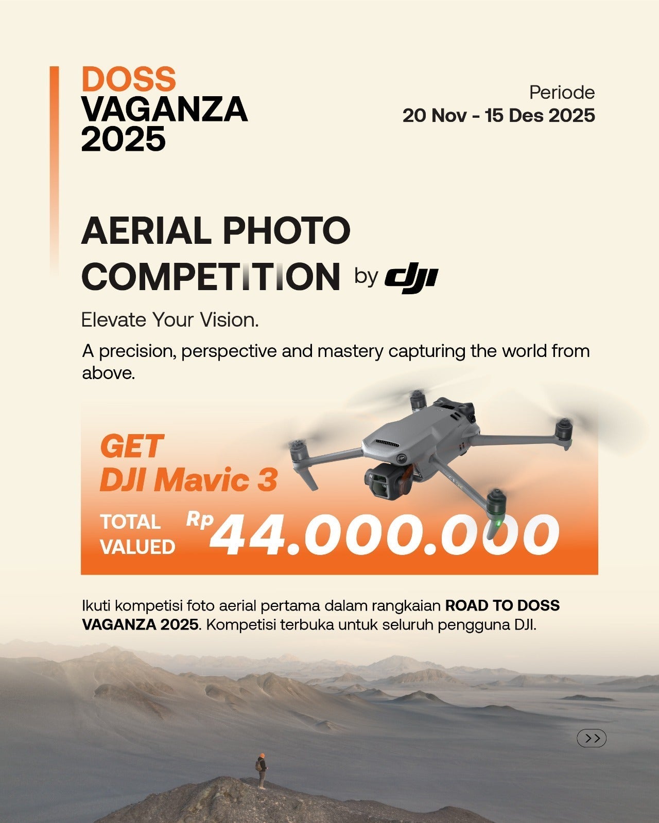 Yuk ikutan Aerial Photo Competition Special DOSS Vaganza 2025, Menangkan Hadiah Utama DJI Mavic 3