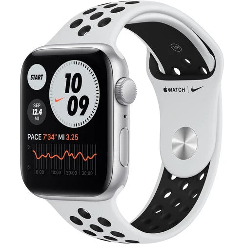 Apple Apple Watch Nike SE GPS 44mm Silver Aluminium Case with Pure Platinum/Black Nike Sport Band Regular - MYYH2ID/A