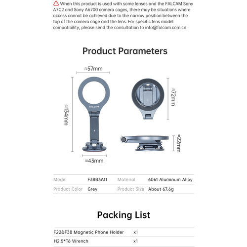 FALCAM F22&F38 Magnetic Phone Holder F38B3A11