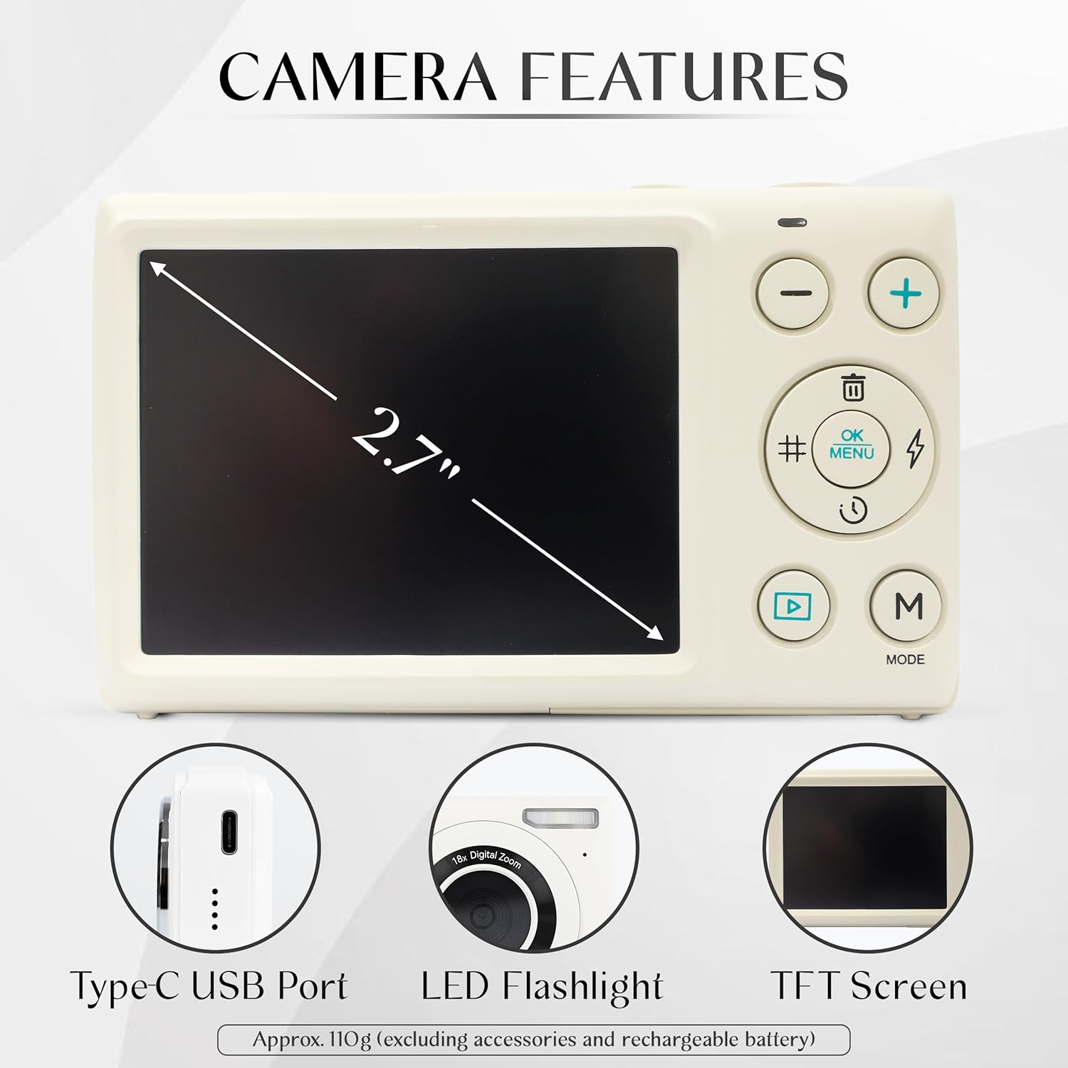 YASHICA DigiMate (Off White) YAS-DGM100-OW