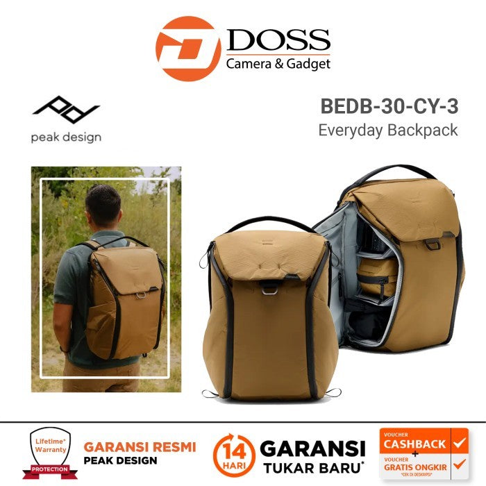 Peak Design BEDB-30-CY-3 Everyday Backpack 30L V2 Coyote