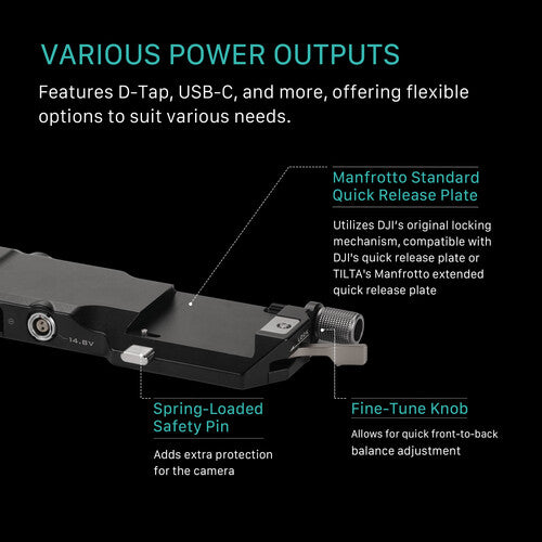 Tilta Battery Plate to DJI RS 4 Power Pass-through Plate Kit - V Mount TGA-PPK3-V