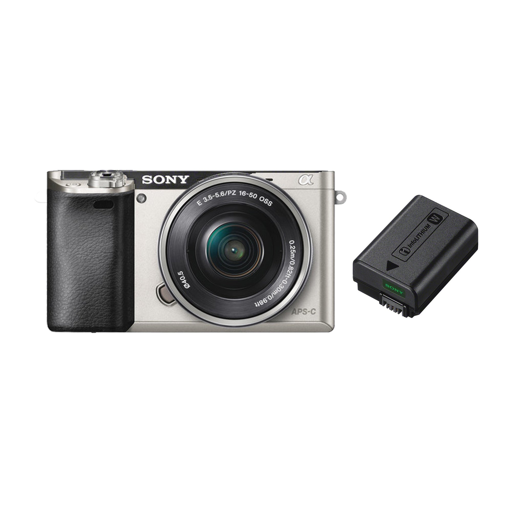 Paket Sony Alpha a6000 Camera with 16-50mm Lens (Silver) + Sony FW-50