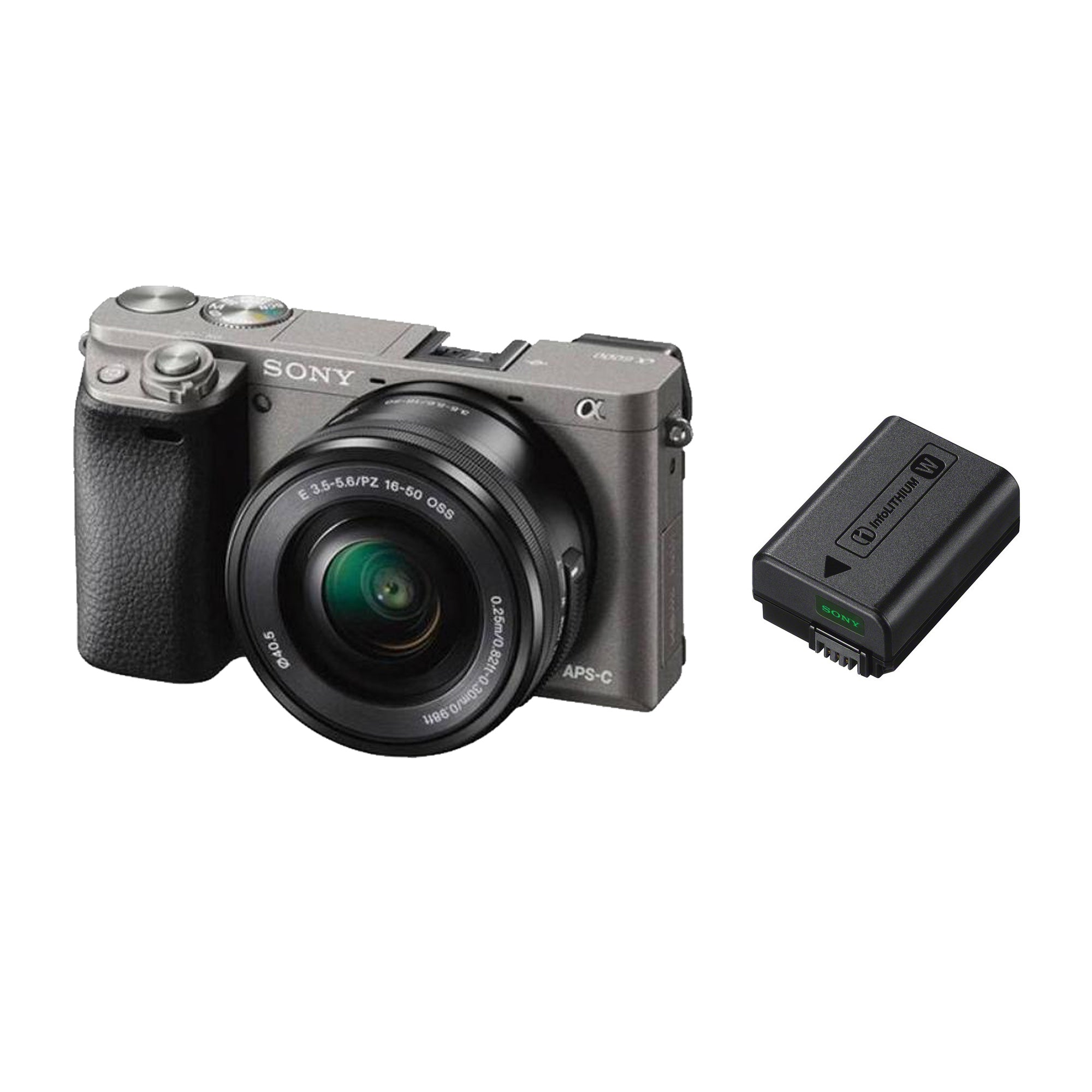Paket Sony Alpha a6000 Camera with 16-50mm Lens Dark Grey + Sony FW-50