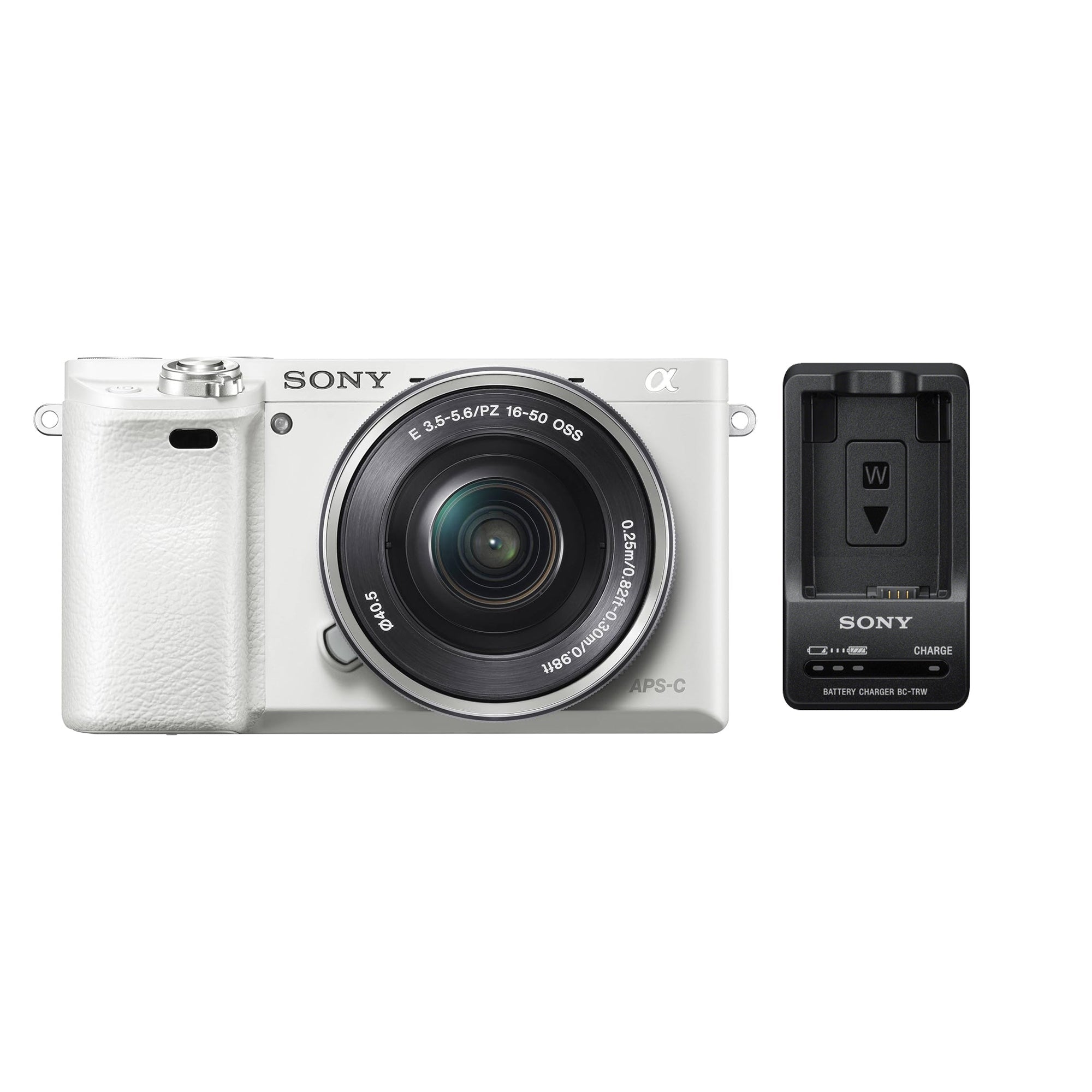 Paket Sony Alpha a6000 Camera with 16-50mm Lens (White) + Sony BC-TRW