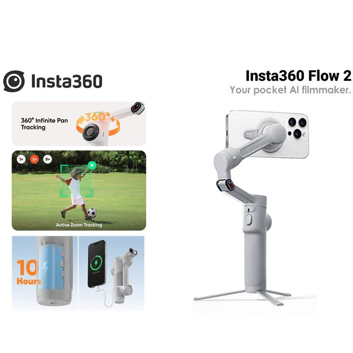 Insta360 Flow 2 Standard Bundle - Stone Gray