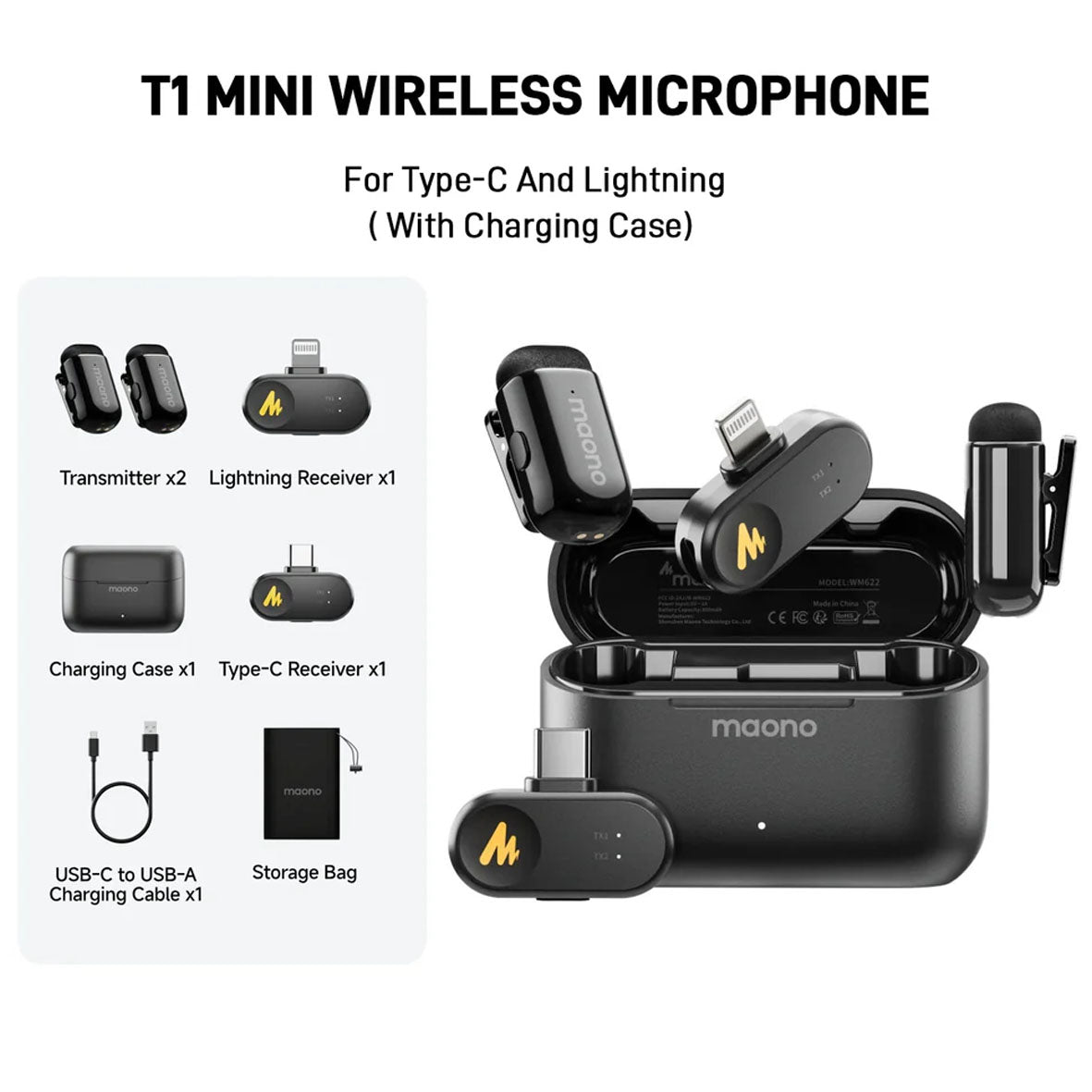 Maono Wave T1 Mini WM622 PBC2 (Type-C & Lightning)