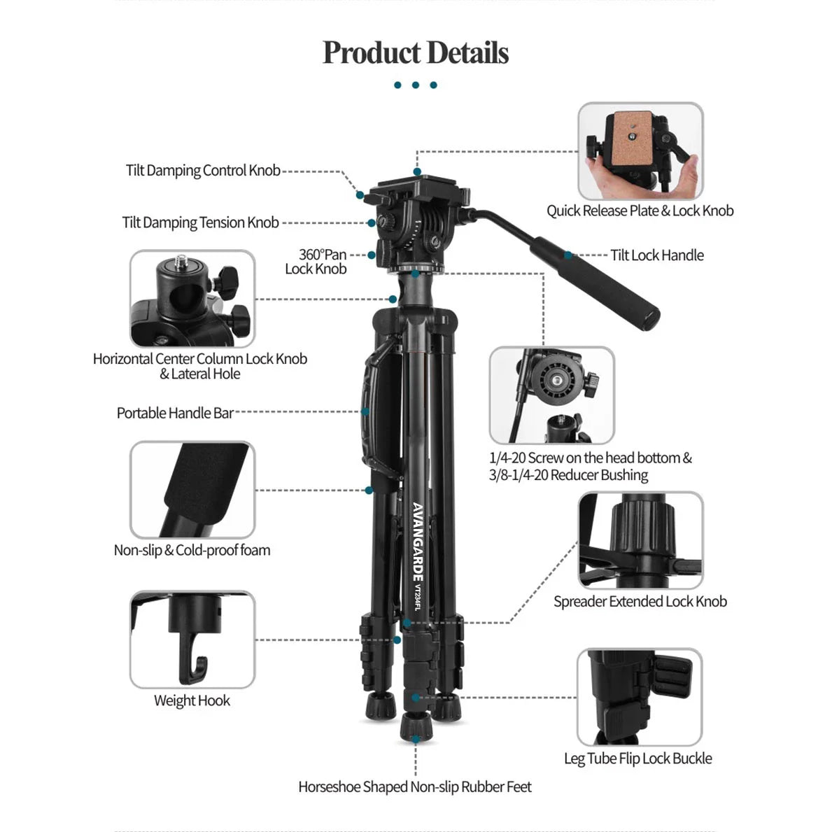 Avangarde VT234FL Professional Video Tripod