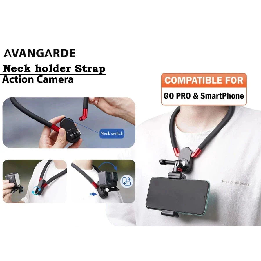Avangarde Neck Hold Mount Strap Action Camera GoPro & Smartphone