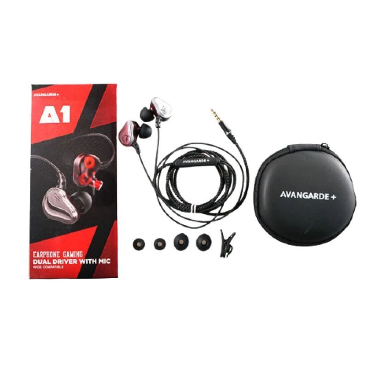 Avangarde A1 Gaming Earphone Dual Driver With Mic Game Booster Black