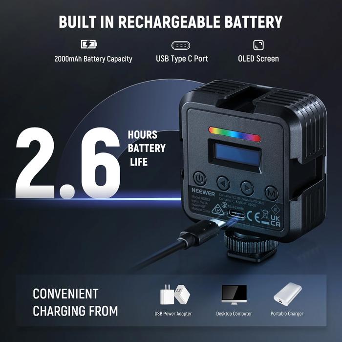 Neewer RGB62 App Control Magnetic RGB Video Light RGB 62