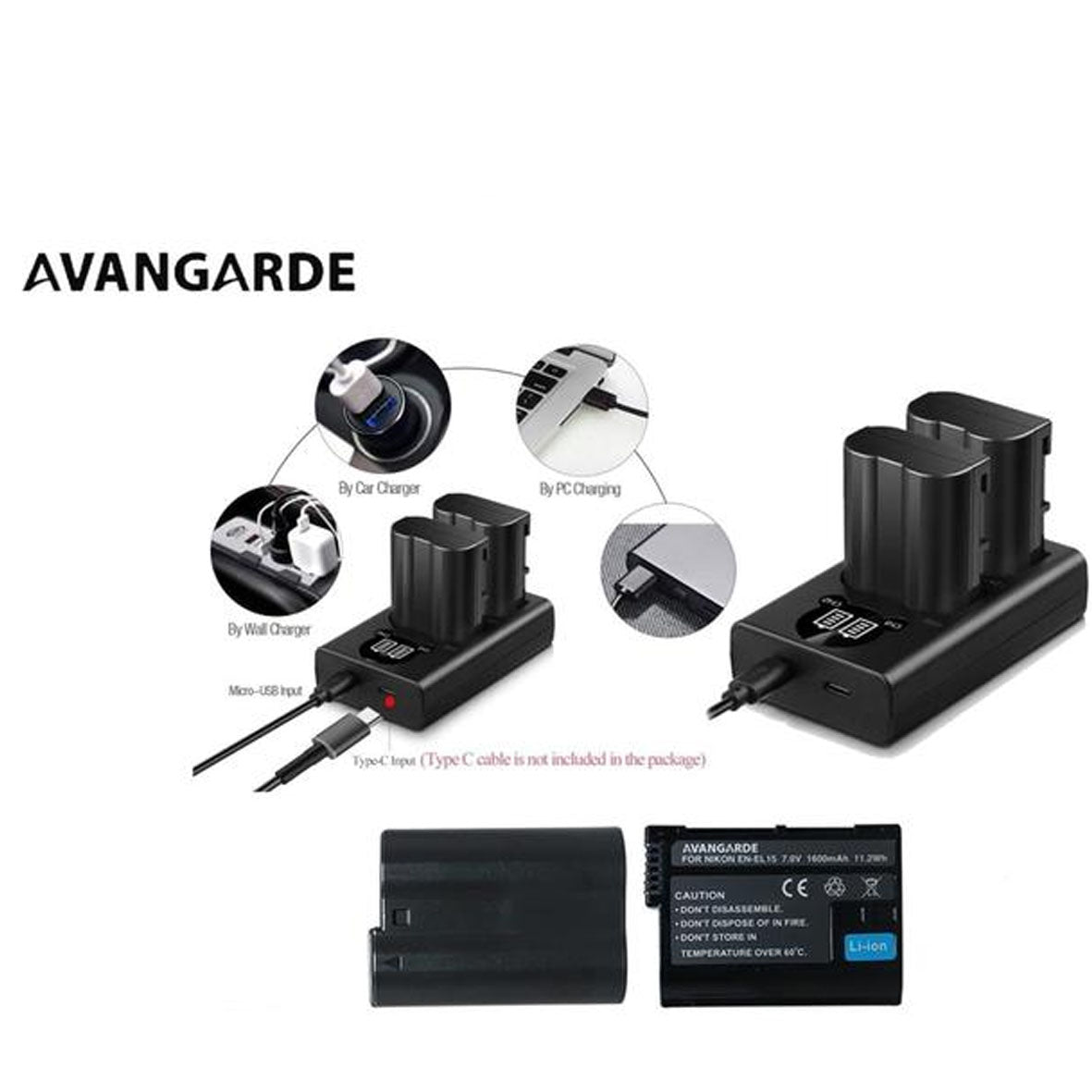 Avangarde Charger Kit EN-EL15 Battery and DL-ENEL15 Charger