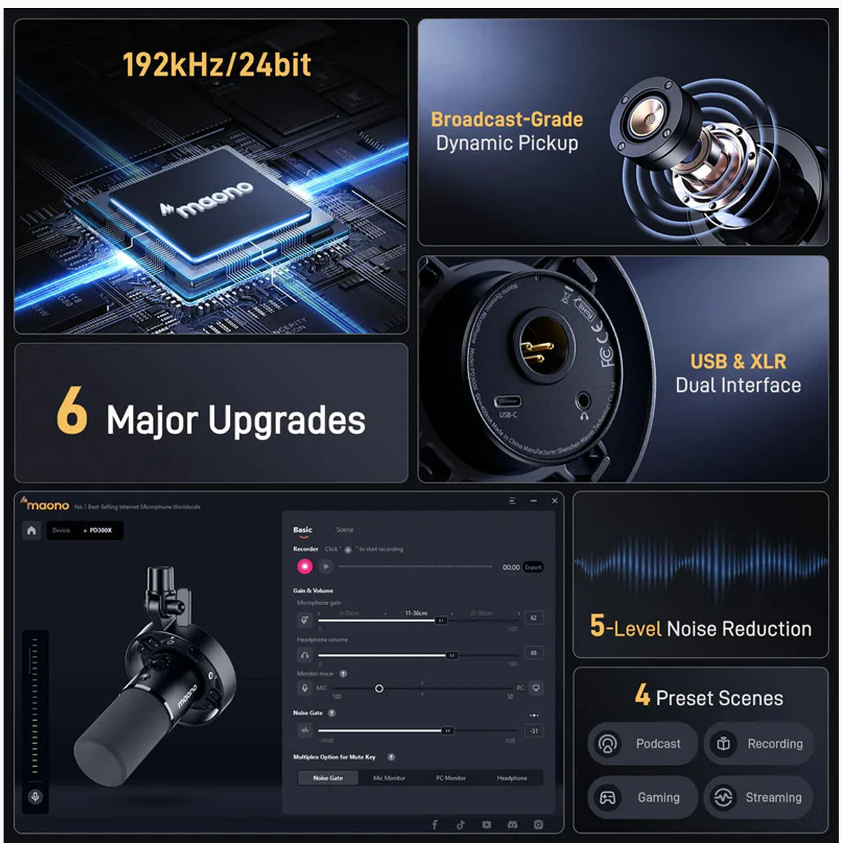 MAONO PD300X USB/XLR Dynamic Microphone