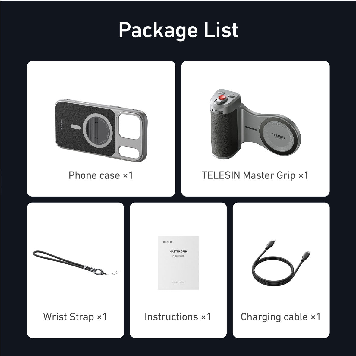 Telesin Master Grip for iphone 17 Pro Max Standard Kit P5-MCS5-11-TIP