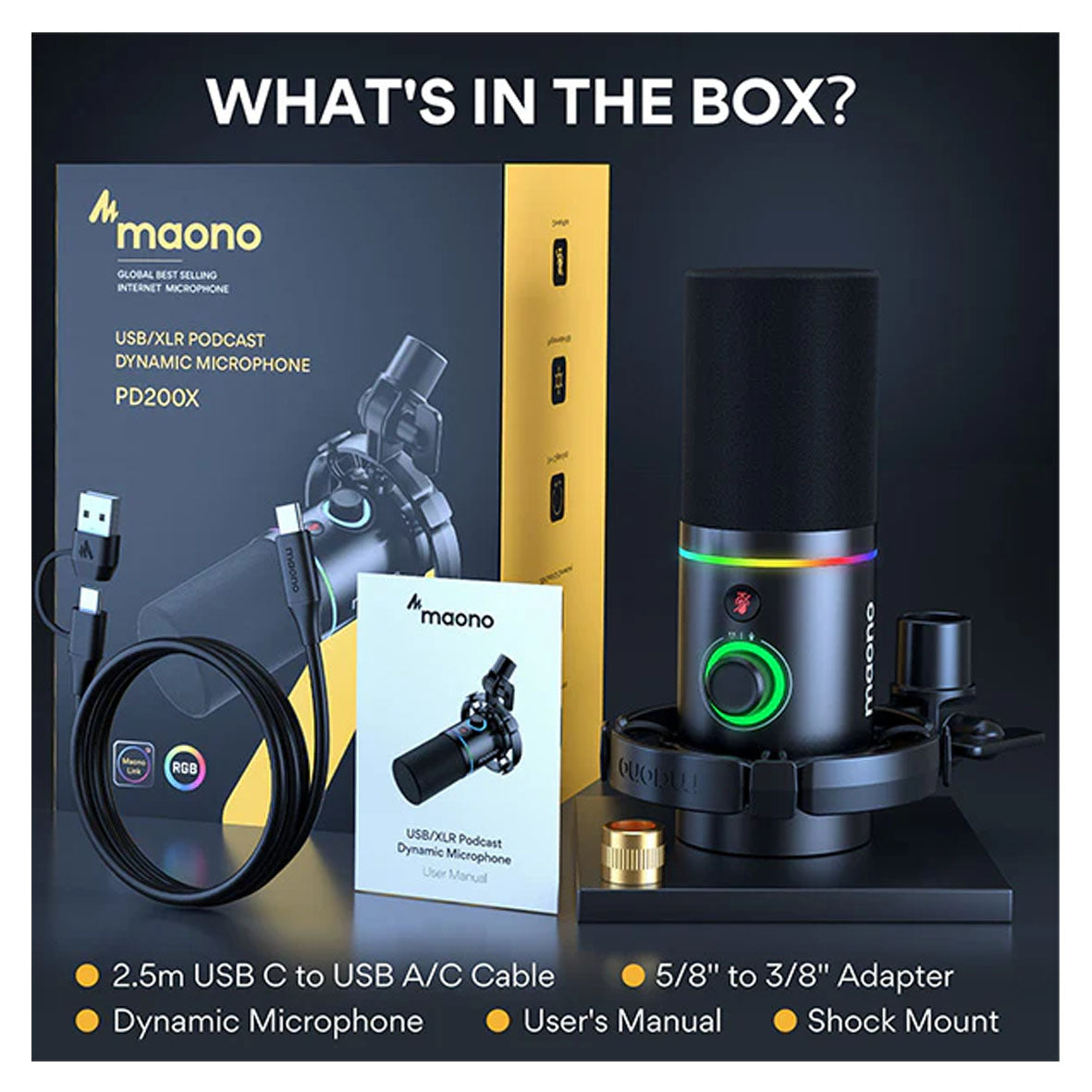 Maono PD200X USB/XLR Dynamic Microphone (Black)