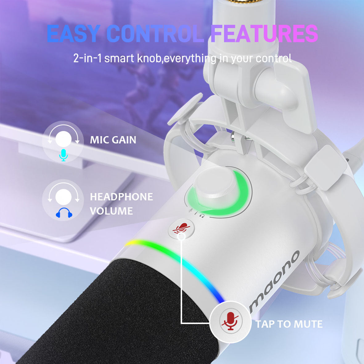 MAONO PD200X USB / XLR Dynamic Microphone (White)