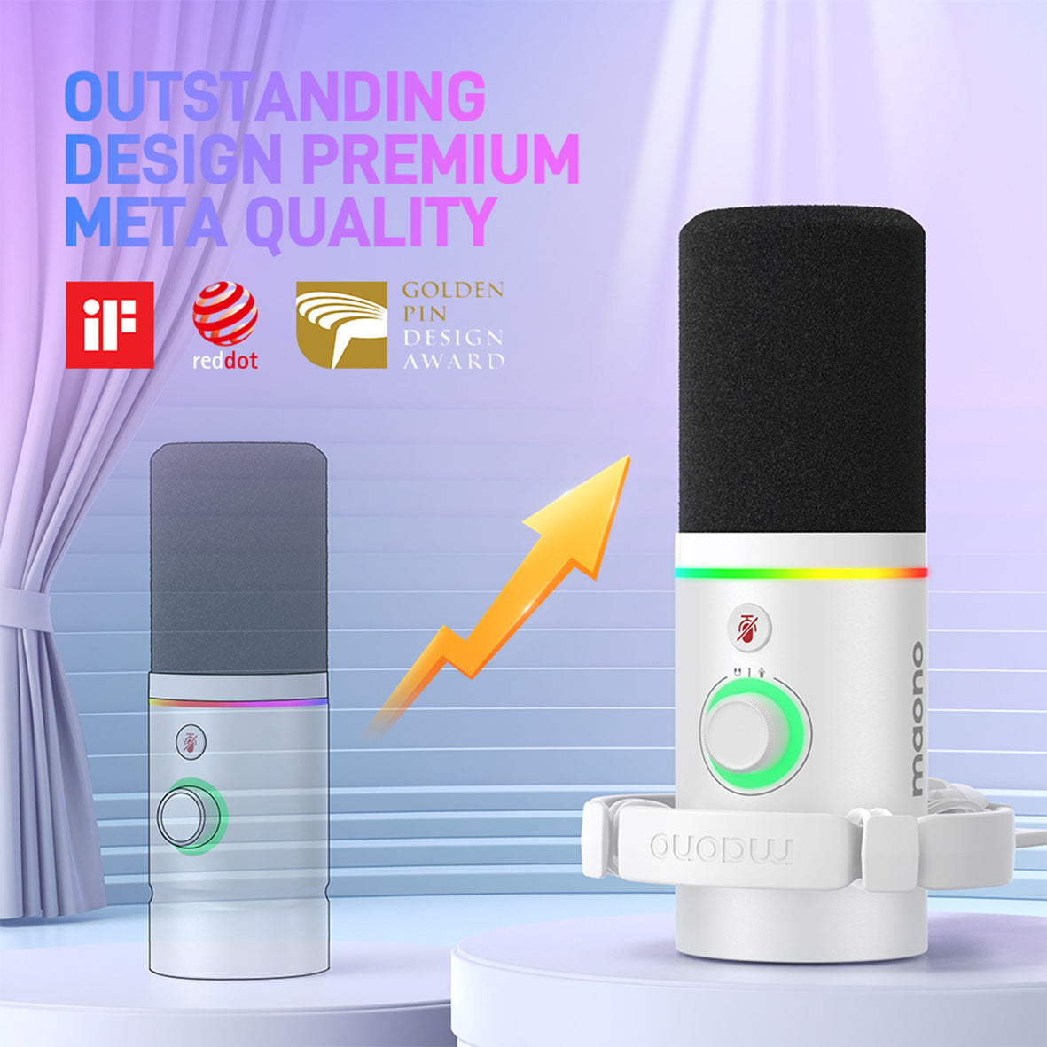 MAONO PD200X USB / XLR Dynamic Microphone (White)