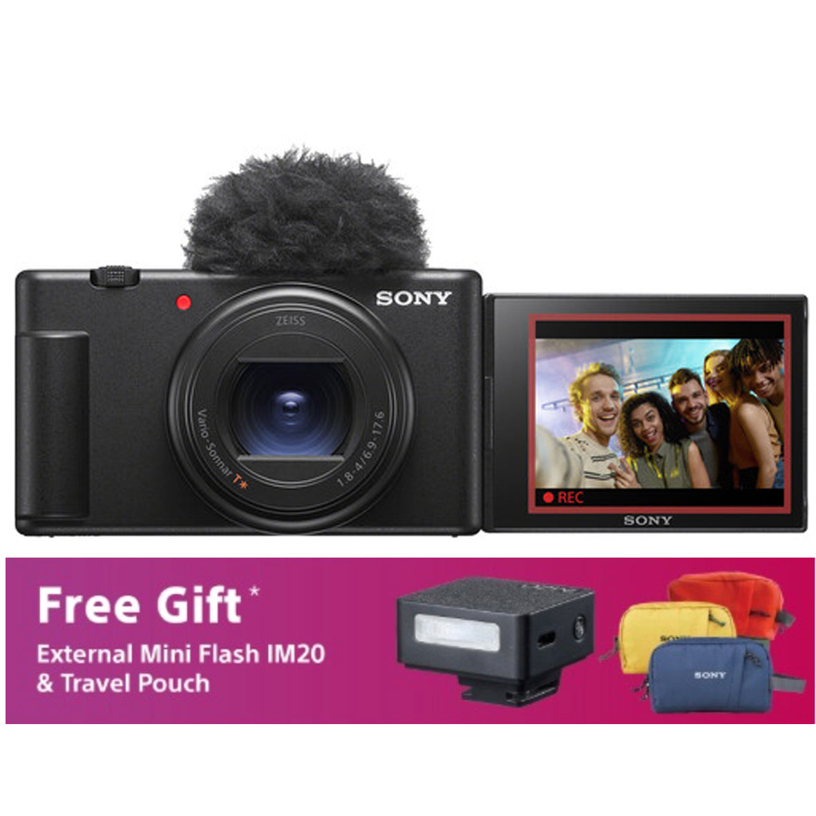 Sony ZV-1 II Digital Camera (Black) with Godox Mini Flash IM20