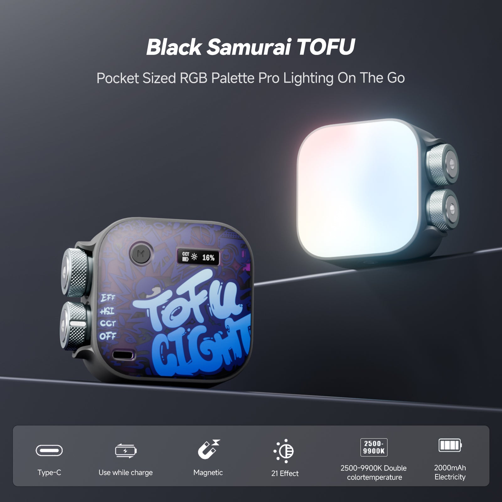 Photoolex Black Tofu 6W RGB Pocket Light