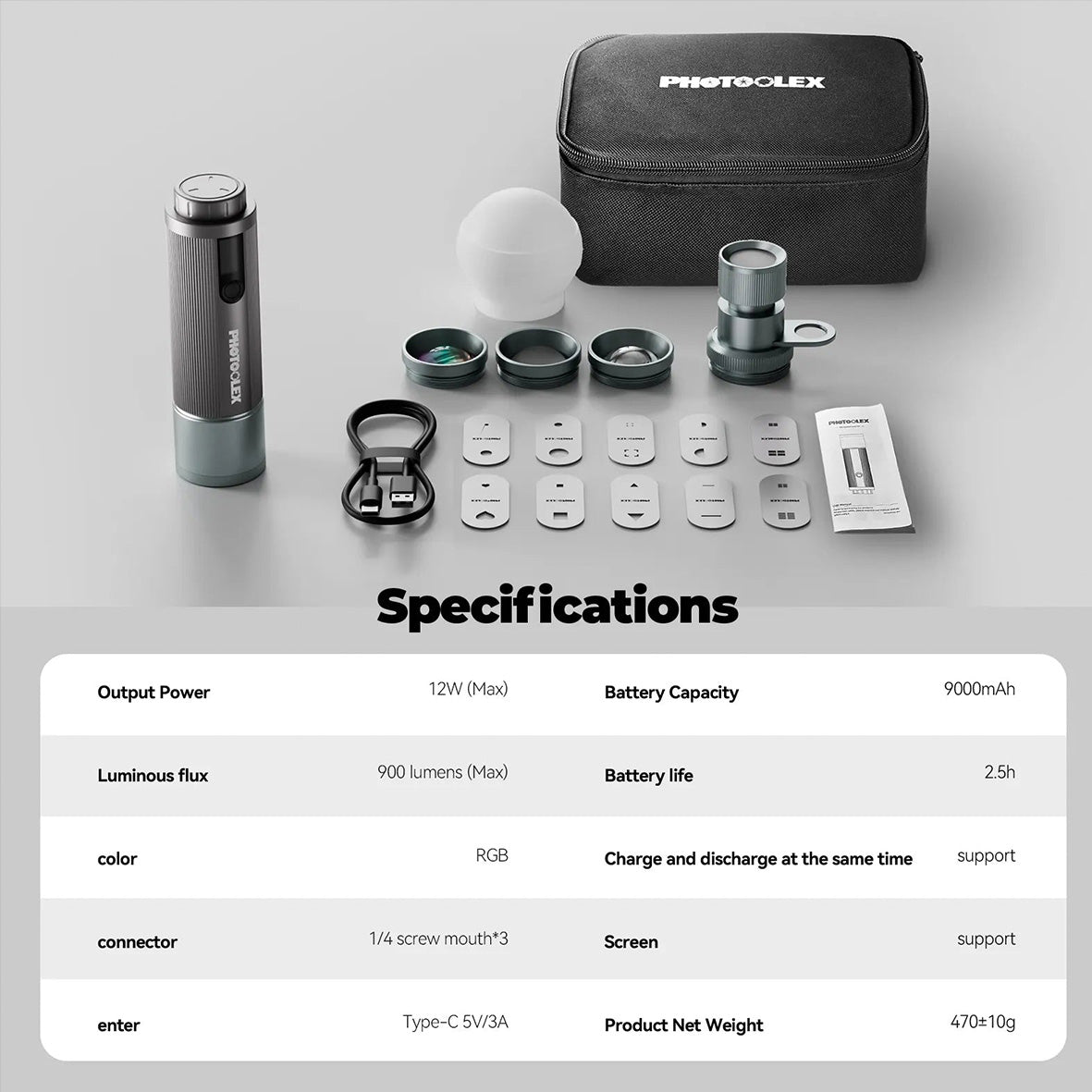 Photoolex ZOOM Light (12W RGB - Steel Magnetic Gobo) TF-LS-083FS-G-PL