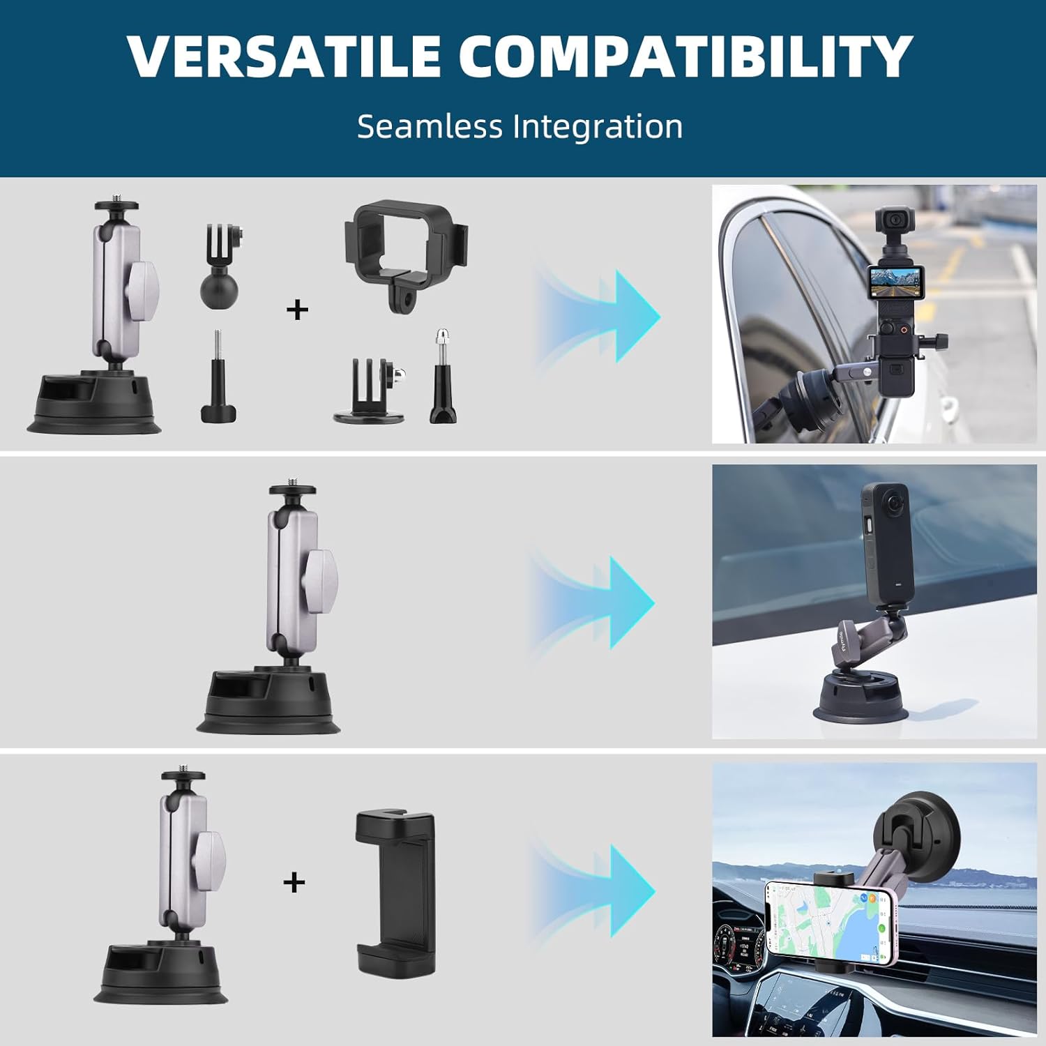 BRDRC Car Suction Cup Bracket for Sports Camera EW10203