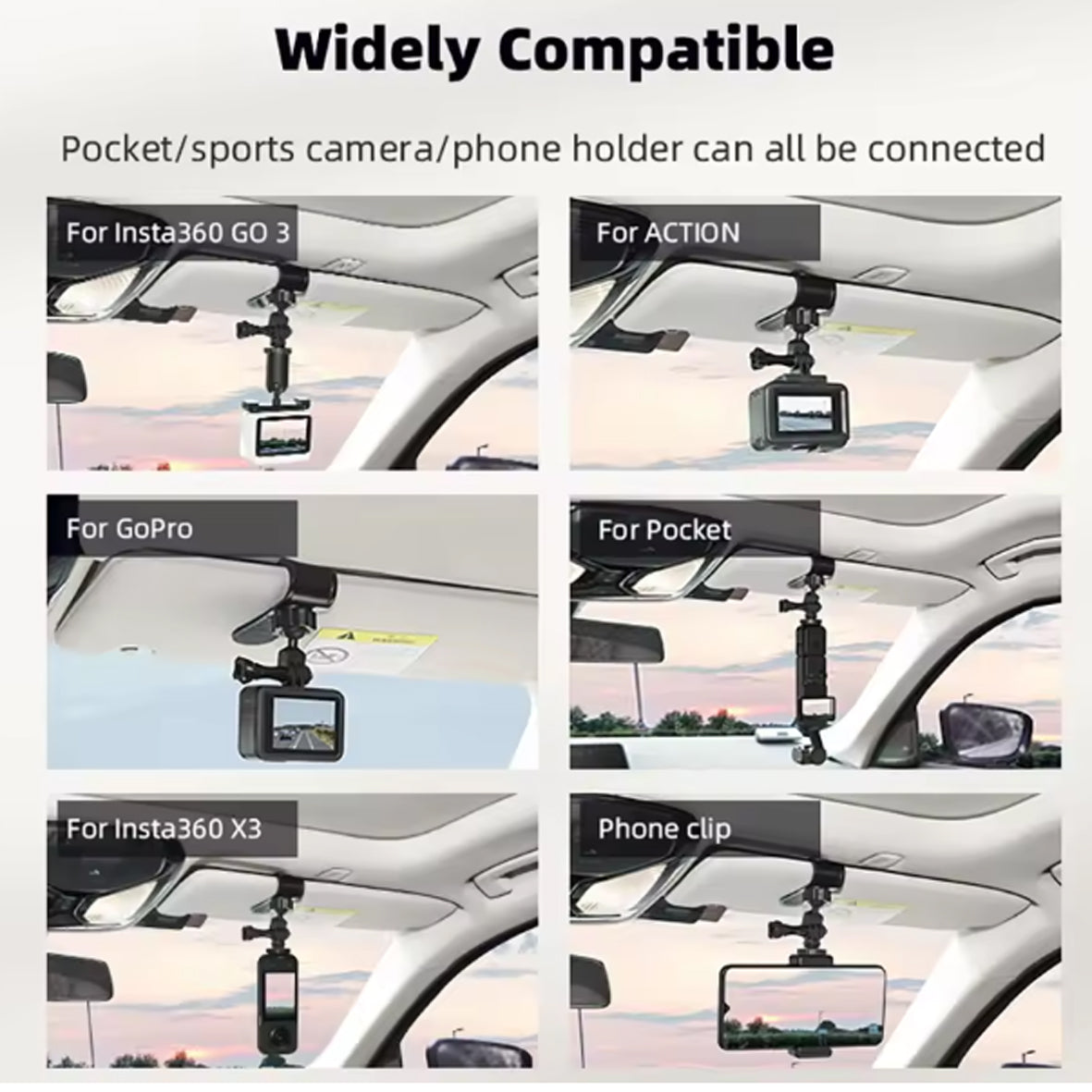BRDRC Action Camera/POCKET 3 Car Sun Visor Bracket EW10119