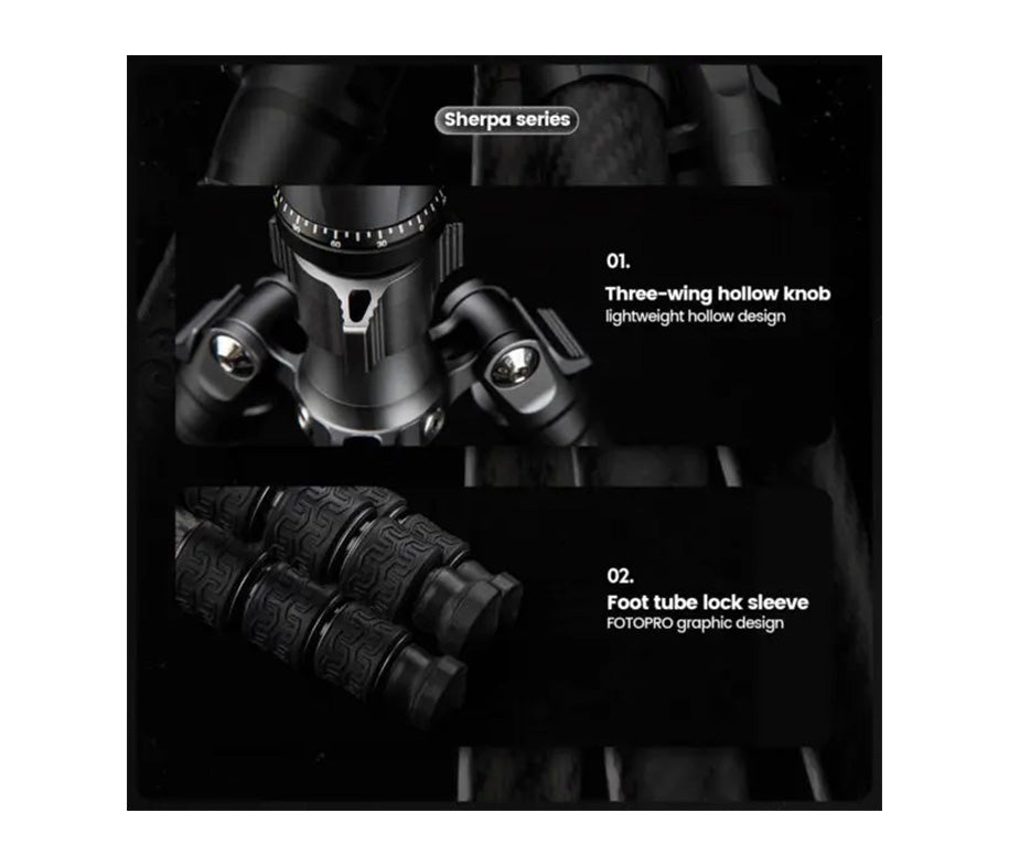 Fotopro Sherpa Plus Carbon Fiber Tripod + 52Q Ballhead Grey