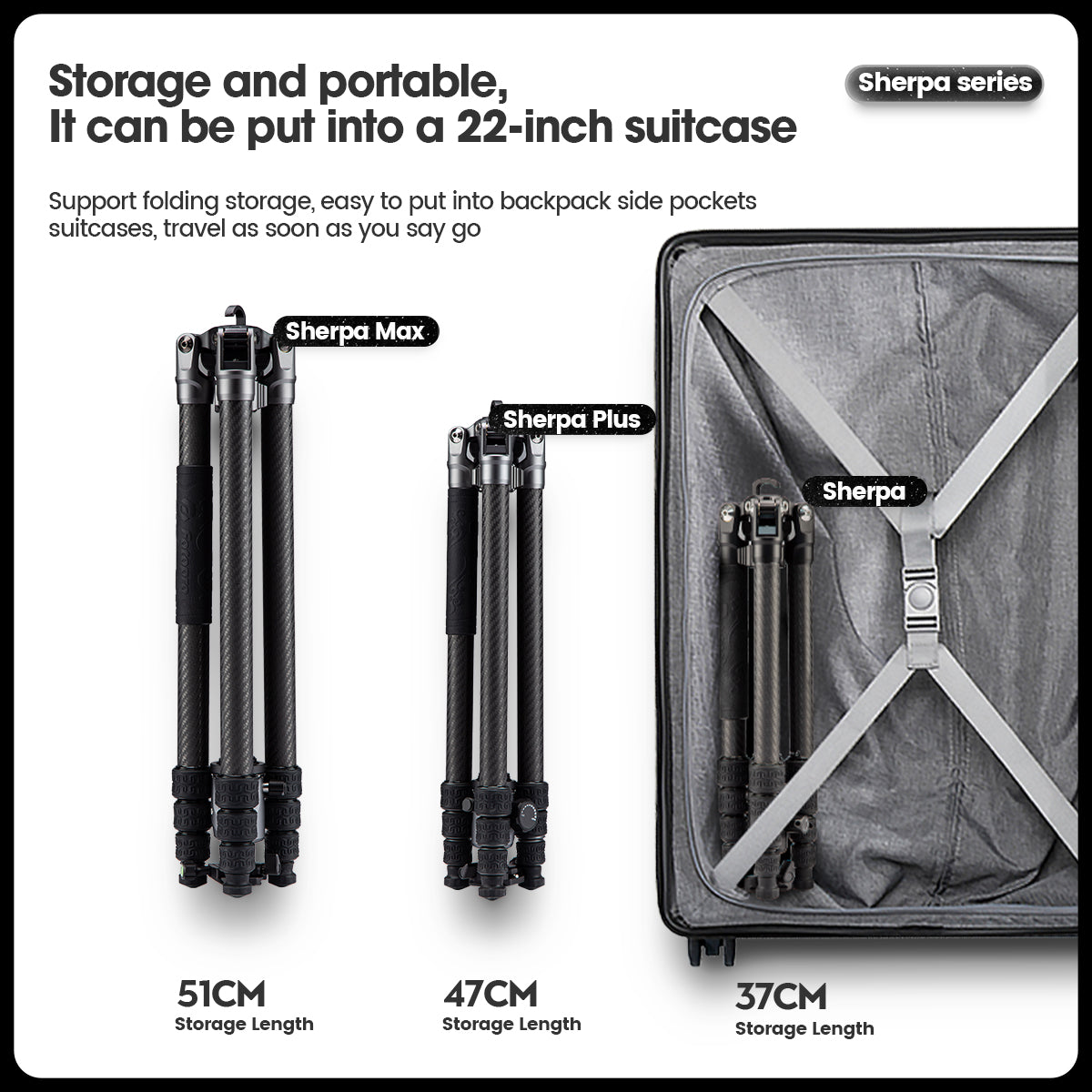 Fotopro Sherpa Max Carbon Fiber Tripod + 62Q Ballhead Black