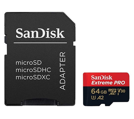 Sandisk Extreme Pro MicroSDXC 64GB 200MB/s A2 U3 V30 4K UHD with Adapter