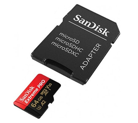 Sandisk Extreme Pro MicroSDXC 64GB 200MB/s A2 U3 V30 4K UHD with Adapter