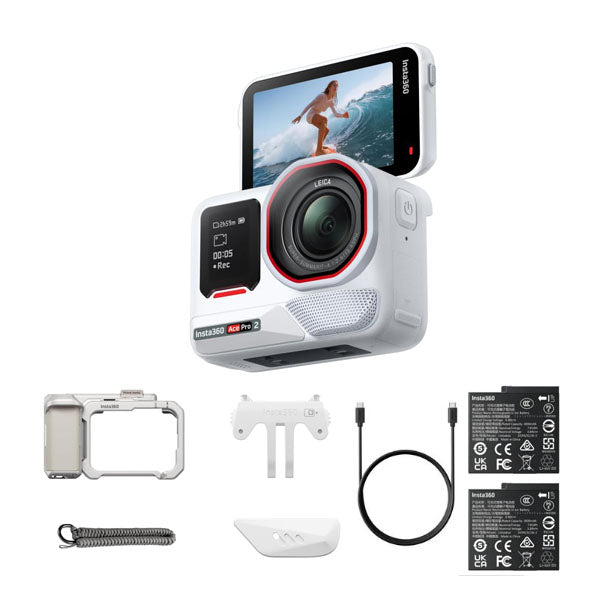 Insta360 Ace Pro 2 Dual Battery (Artic White) Xplorer Bundle (Moonlight Silver)