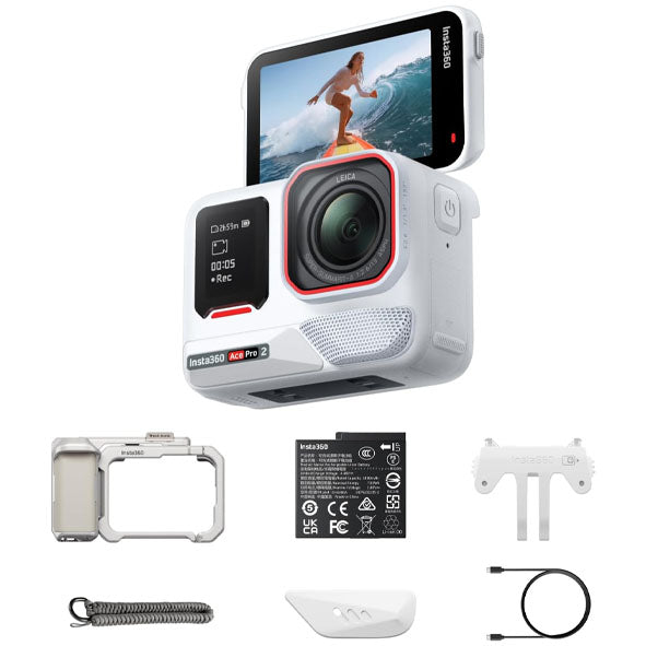 Insta360 Ace Pro 2 Single Battery (Arctic White) Xplorer Bundle (Moonlight Silver)