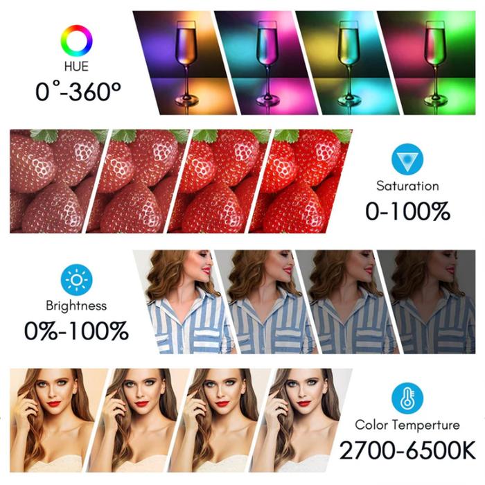 Avangarde AV-PL100 RGB Portable LED Light Kit I (Light Head, Reflector, Type C Charging Cable, Handle Grip, and Silicon Diffuser)