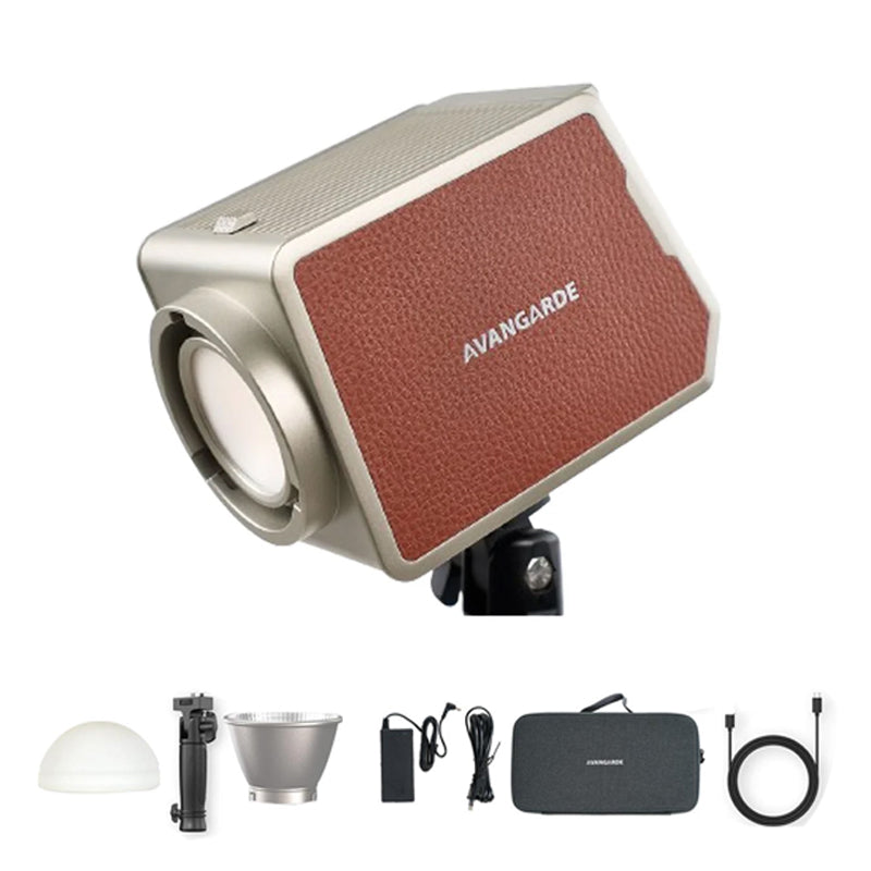 Avangarde AV-PL100 RGB Portable LED Light Kit III (Light Head, Reflector, Type C Charging Cable, Handle Grip, Silicon Diffuser, and Hard Case) + Power Adapter 19V