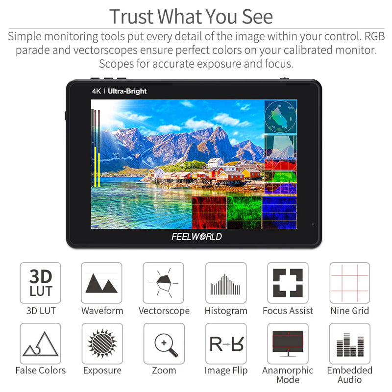 FeelWorld LUT7S 3D LUT 4K HDMI and SDI Monitor