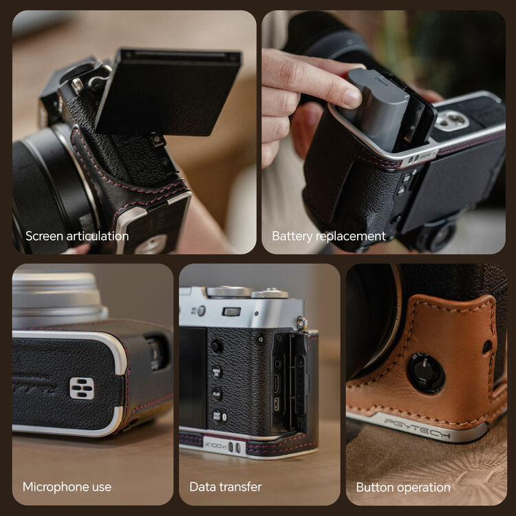 PGYTECH Leather Camera Case for FUJIFILM X100VI Midnight Black P-CB-546