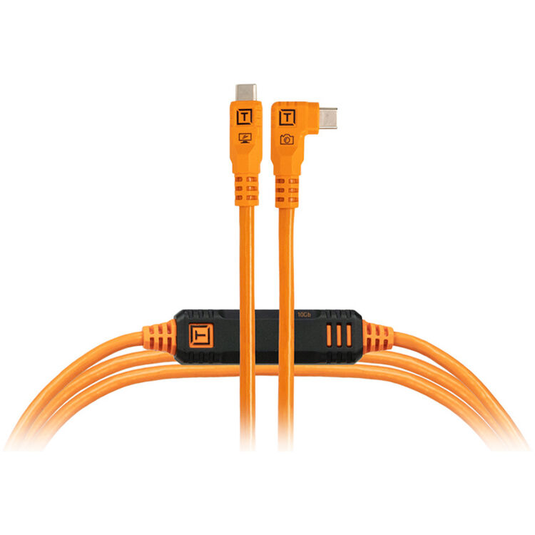 Tether Tools TetherPro Optima 10G USB-C, Straight to Right Angle Orange (4.6m) CUC15RTG2-ORG