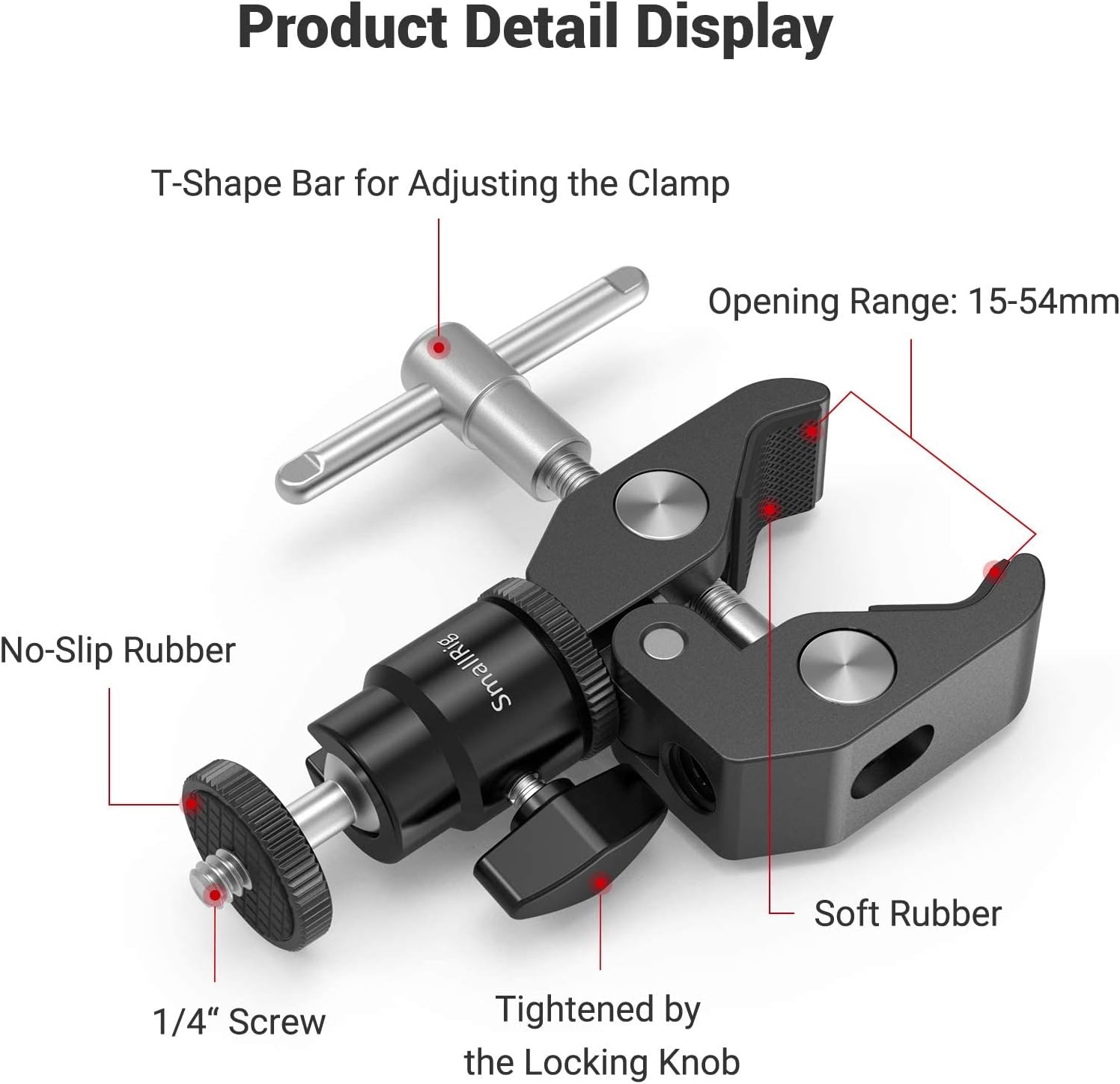 SmallRig Clamp Mount with 1/4" Screw Ball Head Mount 1124