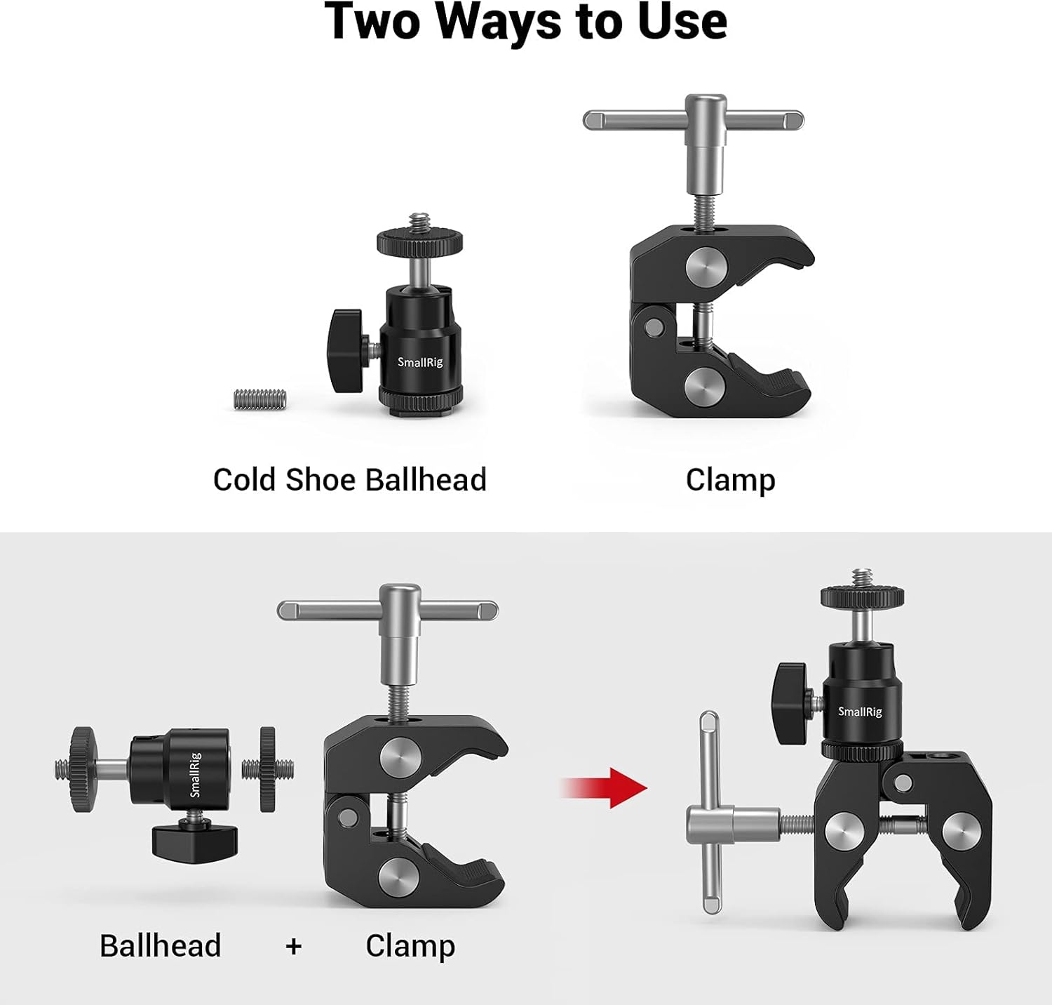 SmallRig Clamp Mount with 1/4" Screw Ball Head Mount 1124