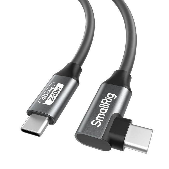 SmallRig USB-C Data Cable (Straight to Angled, 35cm / 13.8in) (40Gbps + 240W + 8K) 5075