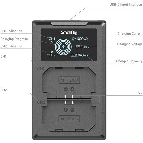 SmallRig NP-FZ100 Camera Battery and Charger Kit 3824B