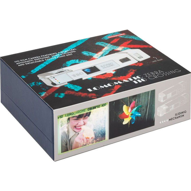 Lomography Lomomatic 110 Camera with Flash (Zebra Crossing)