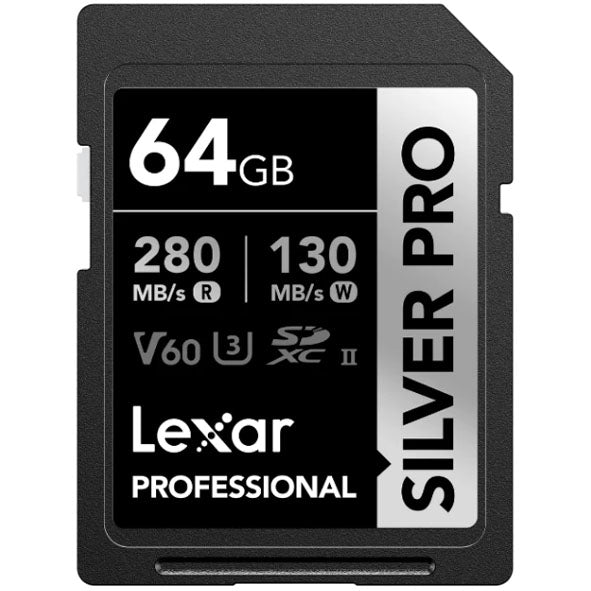 Lexar 64GB Professional SDXC SILVER PRO UHS-II Memory Card 280MB/s