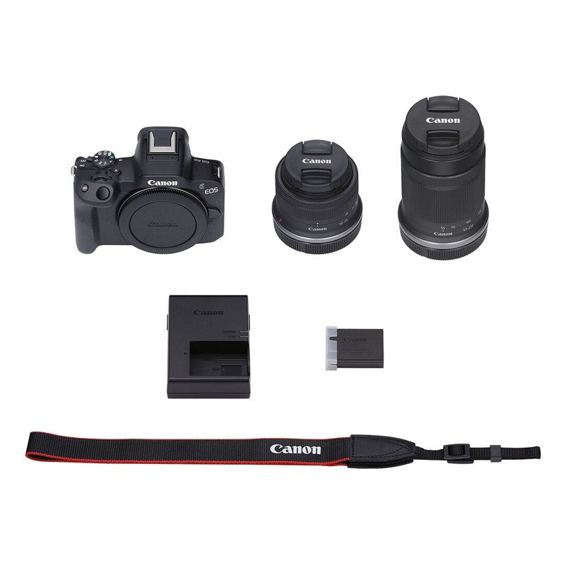 Canon EOS R50 Mirrorless Camera with 18-45mm and 55-210mm Lenses Black