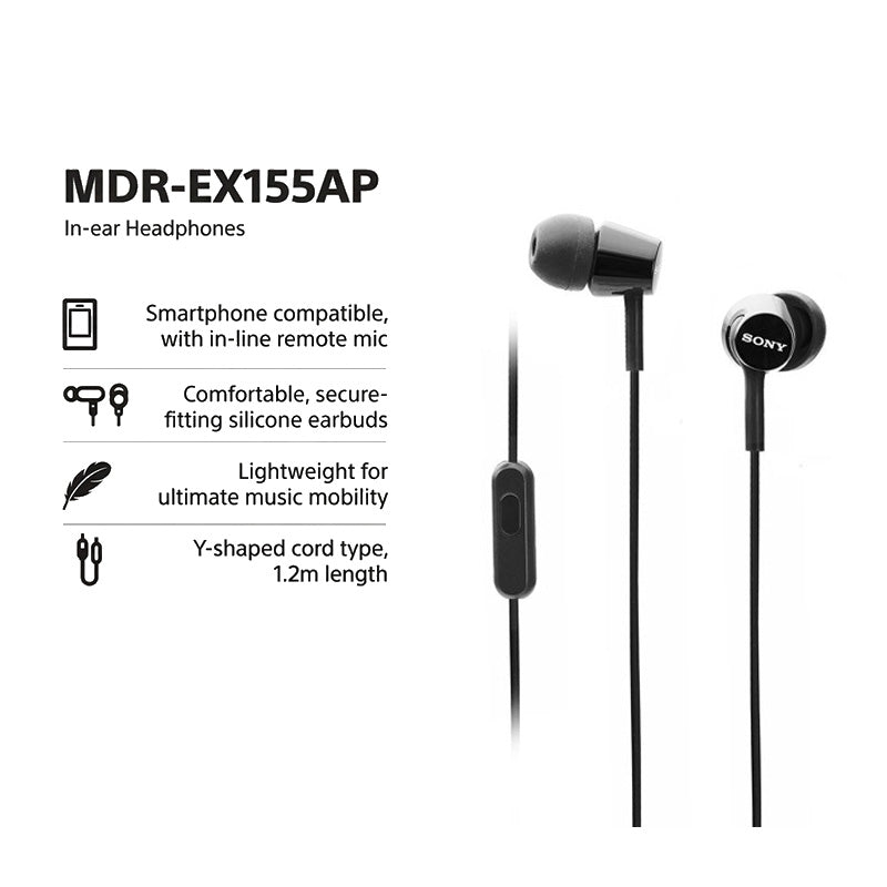 Sony MDR-EX155APBQE In-ear Headphones Black