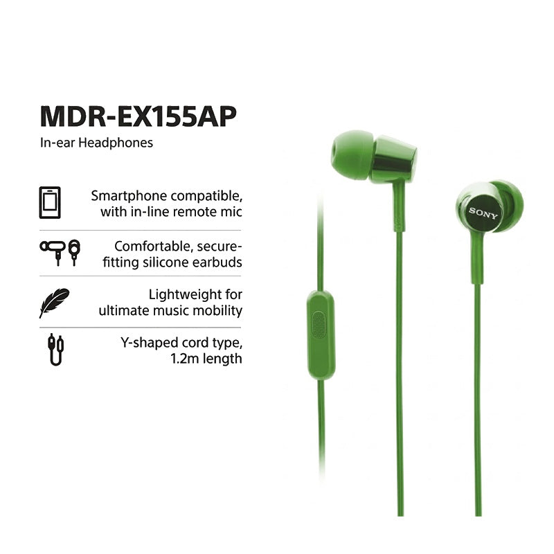 Sony MDR-EX155APGQE In-ear Headphones Green