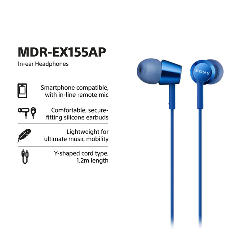 Sony MDR-EX155APLIQE In-ear Headphones Blue